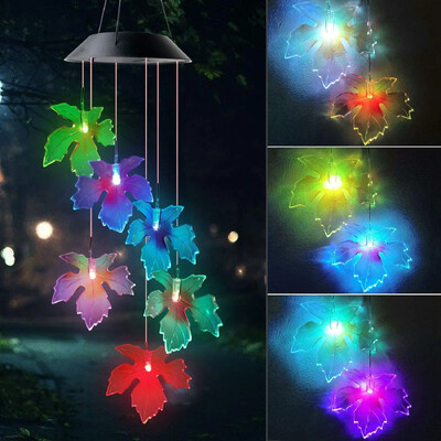 LED променяща цвета си слънчева пеперуда Wind Chime Light Външна градина Двор Декорация Цветна светлина Балконска висулка