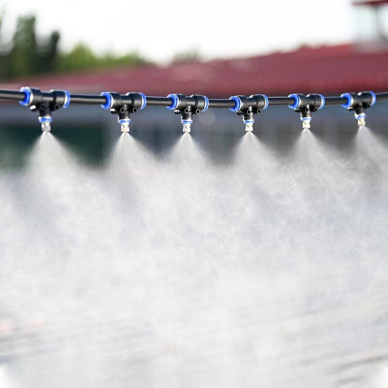 10 комплекта регулируема медна дюза за замъгляване Универсален спрей спринклер с 8 мм тройник за поливане Напояване Охлаждане