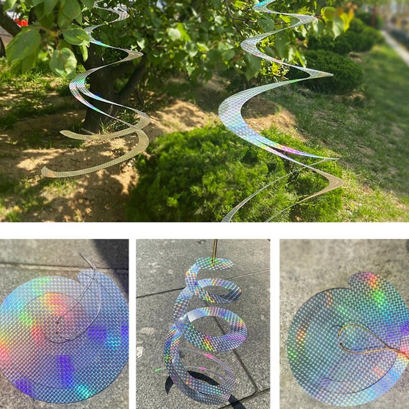 1 tk linnuajamiga spiraalhelkuri vurr, hirmutav lind eemale, helkurvarras, tuuleveski nöör sisehoovi aiakaunistus