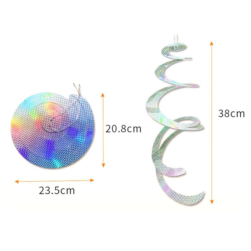 1 tk linnuajamiga spiraalhelkuri vurr, hirmutav lind eemale, helkurvarras, tuuleveski nöör sisehoovi aiakaunistus