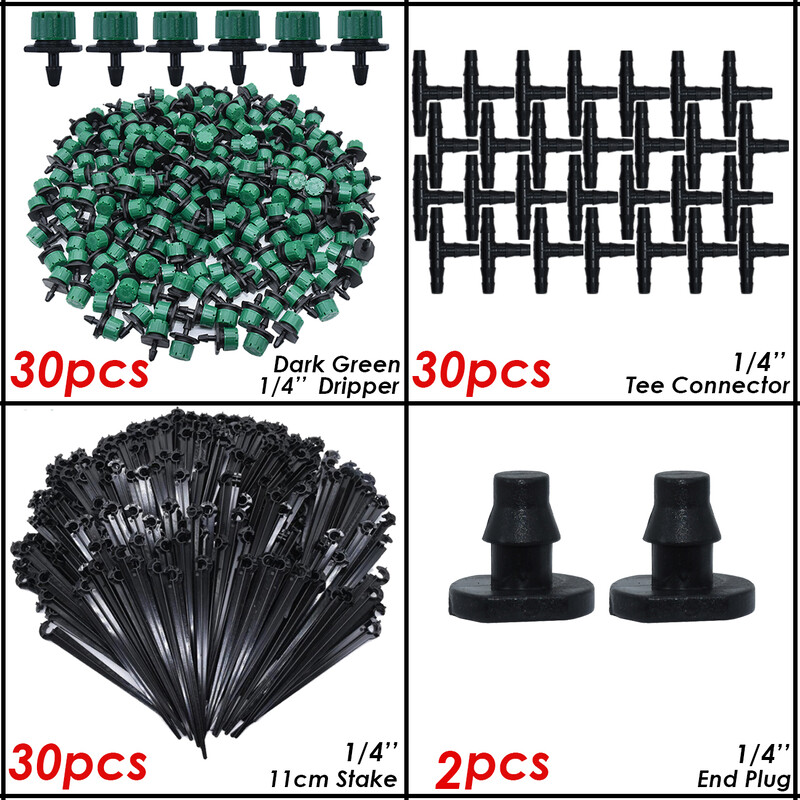 Комплект за градинско капково напояване KESLA за 4/7 mm 1/4'' маркуч Автоматично напояване Спринклер Капкообразен тройник Конектор Замъгляваща охладителна система