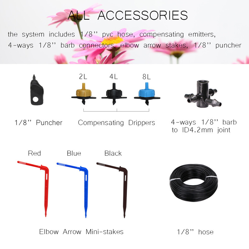 Kasvuhoone tilkniisutus 4-suunaline tilkinool 2-suunaline saatjaga niisutussüsteem Potitaimed kasvuhoonekomplektiga 10 komplekti 20 komplekti