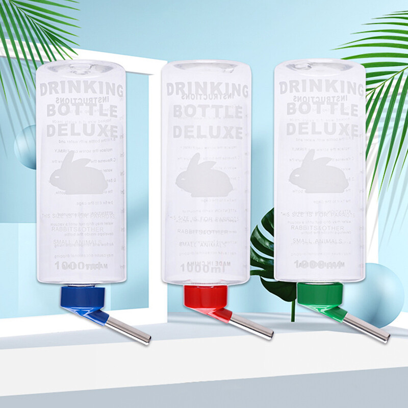 1000 ml Atsitiktinių spalvų mažų gyvūnų girdykla automatiniam gėrimui pakabinamas vandens butelis triušiams jūrų kiaulytės papūgos triušių tiektuvas