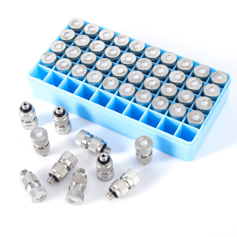 50 бр. Охлаждаща мъгла с високо налягане, пулверизираща пръскачка 3/16" 0,1 ~ 0,5 мм, дюза против капки, мъгла, градинско земеделие, напояване, овлажняване