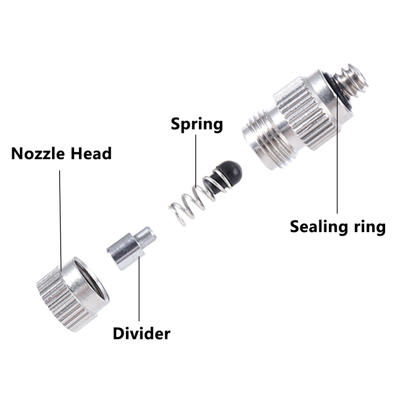 50 бр. Охлаждаща мъгла с високо налягане, пулверизираща пръскачка 3/16" 0,1 ~ 0,5 мм, дюза против капки, мъгла, градинско земеделие, напояване, овлажняване