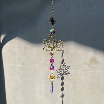 1 τεμ Suncatcher Gardening Crafts Golden Lotus AB Πολύχρωμο κρεμαστό κρεμαστό νερό Drop Κρυστάλλινο μενταγιόν διακόσμησης για το σπίτι γάμου στον κήπο