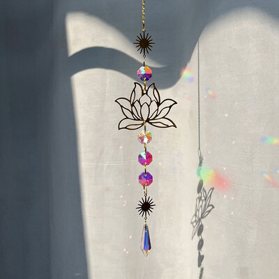 1 бр. Suncatcher Gardening Crafts Golden Lotus AB Цветна водна капка висулка Висулка с кристална декорация за домашна сватбена градина