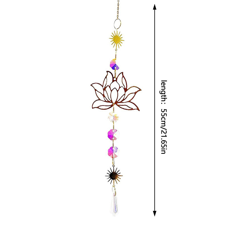 1 бр. Suncatcher Gardening Crafts Golden Lotus AB Цветна водна капка висулка Висулка с кристална декорация за домашна сватбена градина