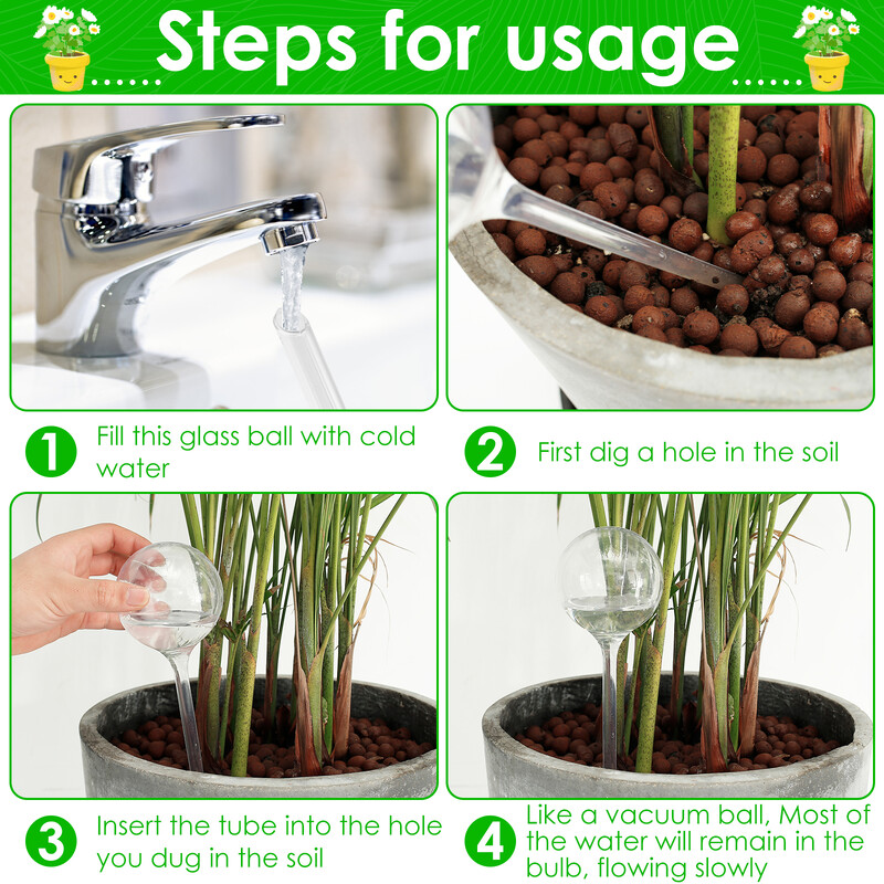 10 бр Автоматична система за напояване на растения Топки Устройство Капково напояване Колове Сеялка Вложка Самозахранващо устройство за цветя PVC Прозрачен 250 мл 60 мл