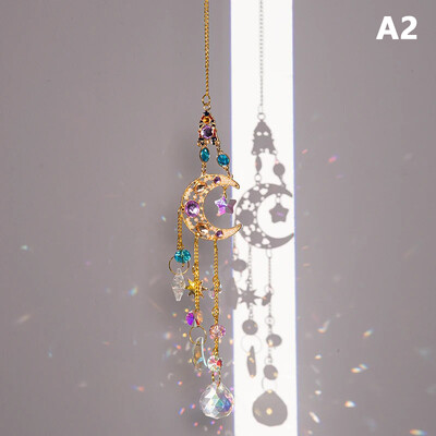 Suncatcher Κρυστάλλινο μενταγιόν Sun Moon Παράθυρο Πρίσματα Rainbow Wind Chimes Hanging Light Catcher Διακόσμηση κήπου σπιτιού Δώρο κρεμαστό αυτοκινήτου