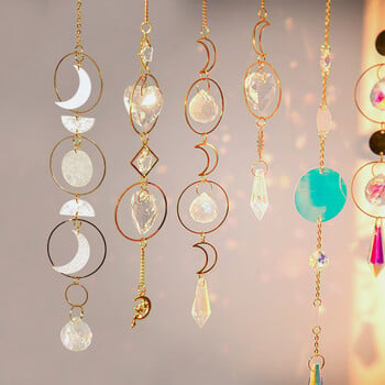 Galaxy Star Moon Crystal Wind Chime Crystal Prisms Crystal Chain for Window Drop Bell Sun Catcher Διακόσμηση κήπου Wind Bell