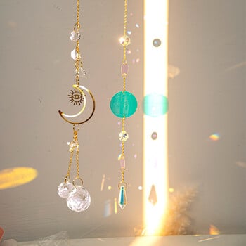 Galaxy Star Moon Crystal Wind Chime Crystal Prisms Crystal Chain for Window Drop Bell Sun Catcher Διακόσμηση κήπου Wind Bell