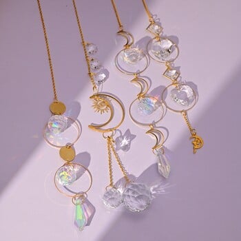 Galaxy Star Moon Crystal Wind Chime Crystal Prisms Crystal Chain for Window Drop Bell Sun Catcher Διακόσμηση κήπου Wind Bell