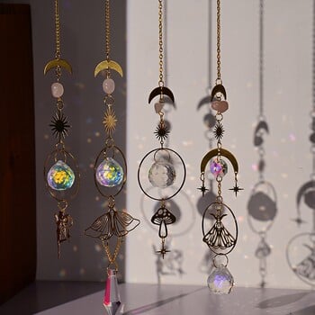 Galaxy Star Moon Crystal Wind Chime Crystal Prisms Crystal Chain for Window Drop Bell Sun Catcher Διακόσμηση κήπου Wind Bell