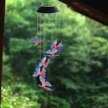 1 Pack Solar Butterfly Wind Light Chime Light που αλλάζει χρώμα εξωτερικού ηλιακού κήπου Διακοσμητικά φωτάκια για διακόσμηση Χριστουγεννιάτικου πάρτι στην πίσω αυλή