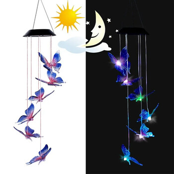 1 Pack Solar Butterfly Wind Light Chime Light που αλλάζει χρώμα εξωτερικού ηλιακού κήπου Διακοσμητικά φωτάκια για διακόσμηση Χριστουγεννιάτικου πάρτι στην πίσω αυλή