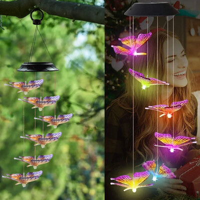 1 Pack Solar Butterfly Wind Light Chime Light που αλλάζει χρώμα εξωτερικού ηλιακού κήπου Διακοσμητικά φωτάκια για διακόσμηση Χριστουγεννιάτικου πάρτι στην πίσω αυλή