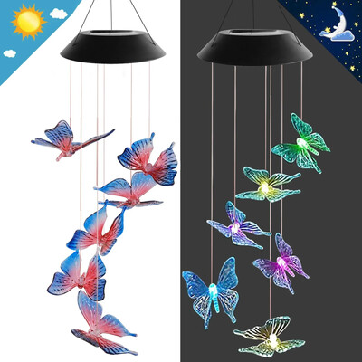 1 Pack Solar Butterfly Wind Light Chime Light που αλλάζει χρώμα εξωτερικού ηλιακού κήπου Διακοσμητικά φωτάκια για διακόσμηση Χριστουγεννιάτικου πάρτι στην πίσω αυλή