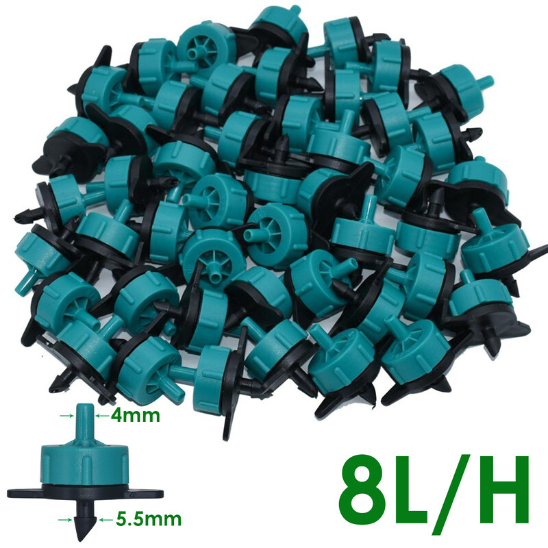 50PCS 2L 4L 8L Емитер с компенсиране на налягането Самопочистващ се Издръжлив капково напояване Воден регулатор Тръба 4/7MM 16 PE маркуч Капкообразувател