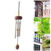 Woodstock Wind Chimes Κήπος Κρεμαστός εξωτερικός χώρος Ασημένιο μεταλλικό κράμα Πολύχρωμο ξύλο μοντέρνα μεταλλική διακόσμηση αυλής Windchimes