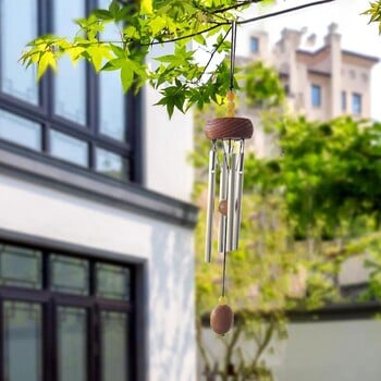 Woodstock Wind Chimes Κήπος Κρεμαστός εξωτερικός χώρος Ασημένιο μεταλλικό κράμα Πολύχρωμο ξύλο μοντέρνα μεταλλική διακόσμηση αυλής Windchimes