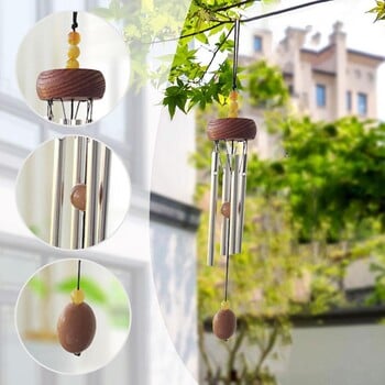 Woodstock Wind Chimes Κήπος Κρεμαστός εξωτερικός χώρος Ασημένιο μεταλλικό κράμα Πολύχρωμο ξύλο μοντέρνα μεταλλική διακόσμηση αυλής Windchimes