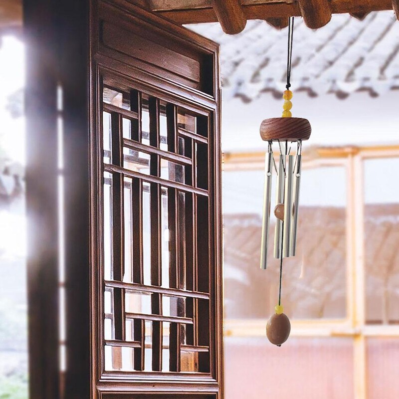 Woodstock Wind Chimes Градинска висяща външна сребърна метална сплав Цветно дърво Външни модерни метални Windchimes Дворна декорация