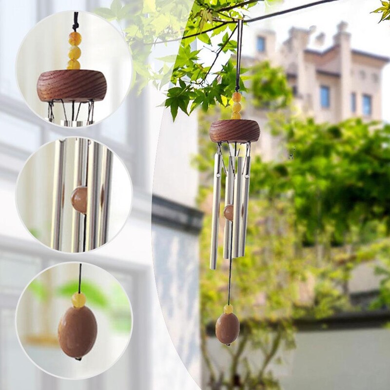 Woodstock Wind Chimes Градинска висяща външна сребърна метална сплав Цветно дърво Външни модерни метални Windchimes Дворна декорация