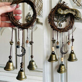Witch`s Protection Bell Witch`s Bell Protection Λαβή πόρτας Κρεμαστό Rattan Wind Chime Witch Pray Crystal Wind Chime Διακόσμηση δωματίου
