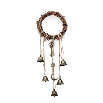 Witch\'s Protection Bell Witch\'s Bell Protection Λαβή πόρτας Κρεμαστό Rattan Wind Chime Witch Pray Crystal Wind Chime Διακόσμηση δωματίου