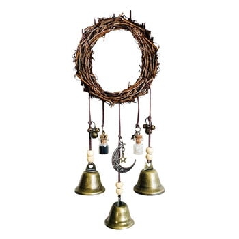 Witch\'s Protection Bell Witch\'s Bell Protection Λαβή πόρτας Κρεμαστό Rattan Wind Chime Witch Pray Crystal Wind Chime Διακόσμηση δωματίου