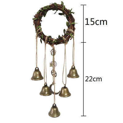 Witch`s Protection Bell Witch`s Bell Protection Λαβή πόρτας Κρεμαστό Rattan Wind Chime Witch Pray Crystal Wind Chime Διακόσμηση δωματίου