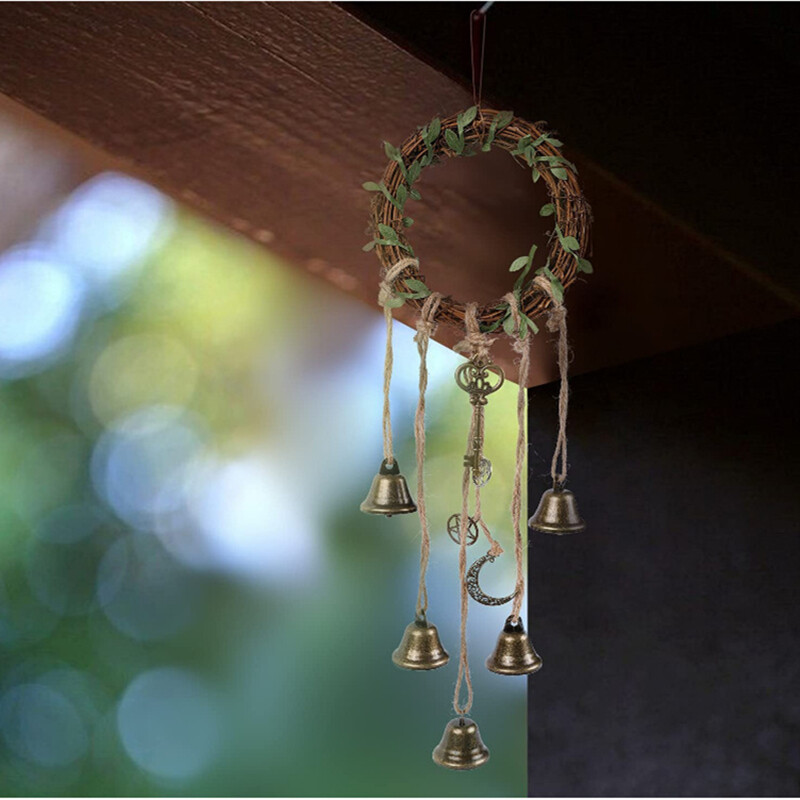 Witch's Protection Камбана Witch'ssss Защита на камбана Дръжка на вратата Висулка Ратан Wind Chime Witch Pray Crystal Wind Chime Decor Room