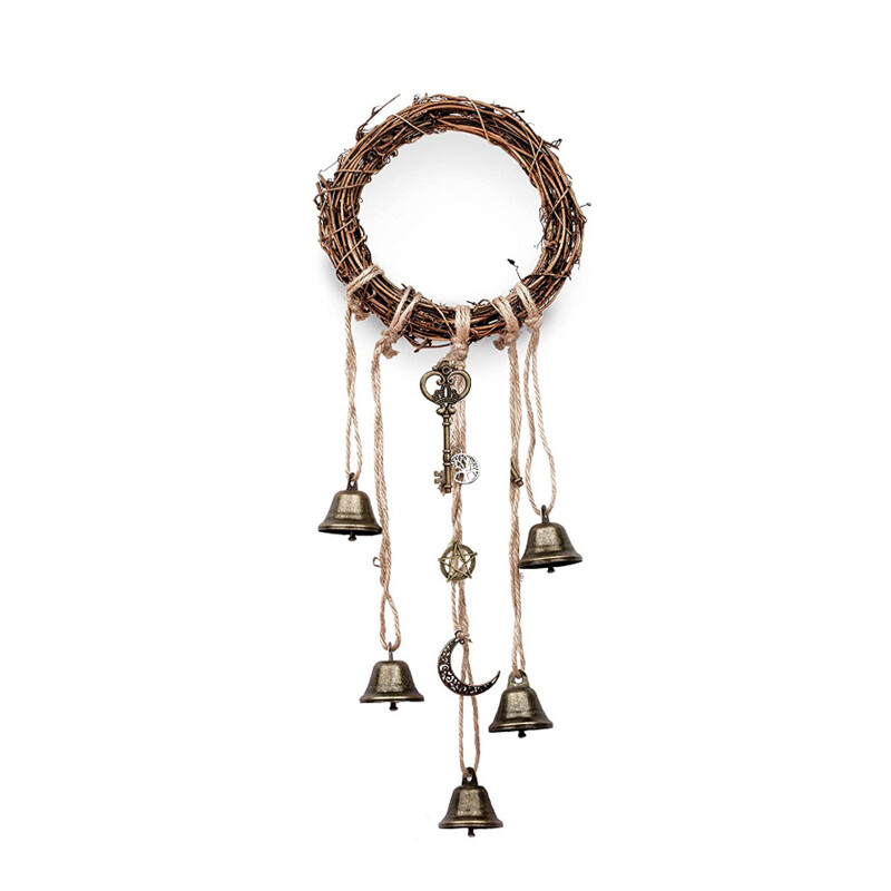 Witch's Protection Камбана Witch'ssss Защита на камбана Дръжка на вратата Висулка Ратан Wind Chime Witch Pray Crystal Wind Chime Decor Room