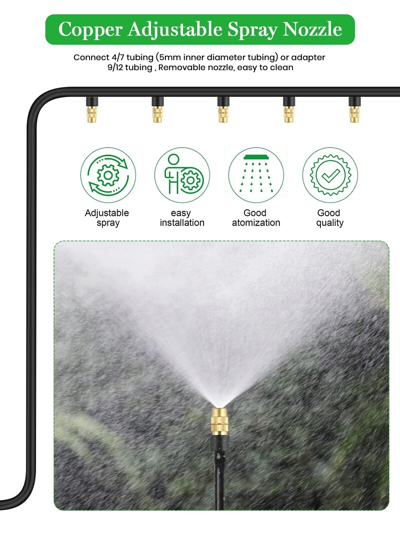10 tk 4/7PVC välistingimustes udune jahutussüsteem Aia kastmine Kastmine 1/4`` messingist pihustiga reguleeritavad aia mikrovihmutid