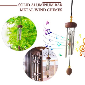 Wood Stock Wind Chimes Κήπος Κρεμαστός εξωτερικός χώρος Ασημένιο κράμα Πολύχρωμη διακόσμηση σπιτιού Μεταλλικό ξύλο E6E1