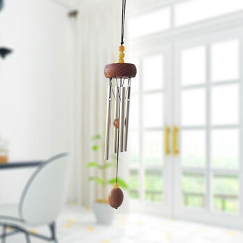 Wood Stock Wind Chimes Κήπος Κρεμαστός εξωτερικός χώρος Ασημένιο κράμα Πολύχρωμη διακόσμηση σπιτιού Μεταλλικό ξύλο E6E1