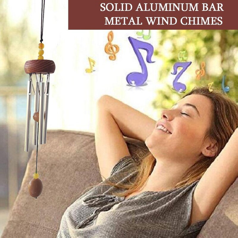 Дървен запас Вятърни камбанки Градинска висяща външна сребърна сплав Цветна декорация на дома Метално дърво E6E1