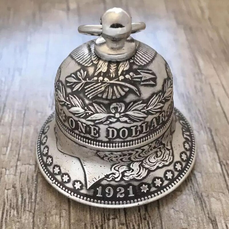 Morgan Silver Dollar Bell, антични метални висящи камбанки, декорации от сребърни камбанки за Хелоуин вещица Коледна камбана 2024 г.