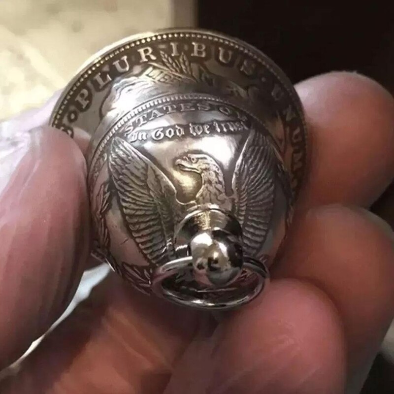 Morgan Silver Dollar Bell, антични метални висящи камбанки, декорации от сребърни камбанки за Хелоуин вещица Коледна камбана 2024 г.