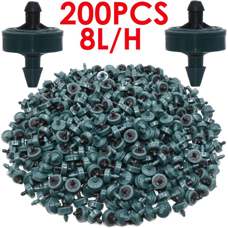 SPRYCLE 200PCS 2L 4L 8L/H Компенсиращо налягане Капково напояване Емитер Капкомер Градинско поливане 4/7MM 1/4INCH PE маркуч Оранжерия