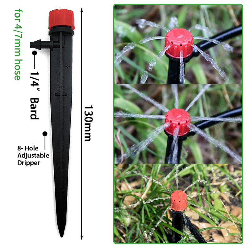 Aia tilkniisutamise automaatse kastmissüsteemi komplekt 1/4`` 13 cm sprinkler bonsai potitaimede lille-köögivilja kasvuhoone jaoks