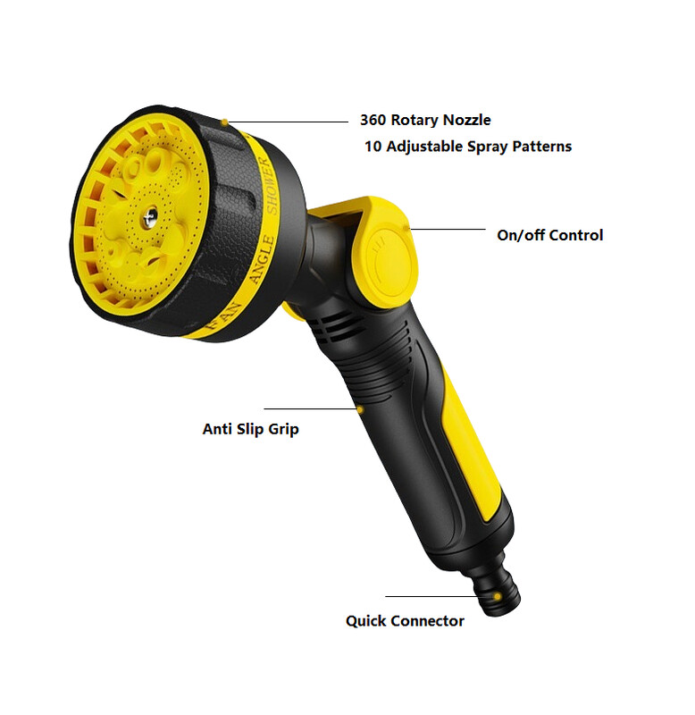 Kaasaskantavad multifunktsionaalsed survepesurid, 10 režiimiga aia, raske kõrgsurveveepüstoli kastmisvihmut