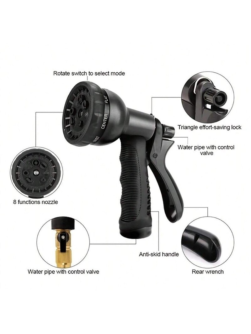Многофункционален регулируем воден пистолет, пистолет за напояване на тревни площи за растения и цветя, използван за напояване на домашна градина