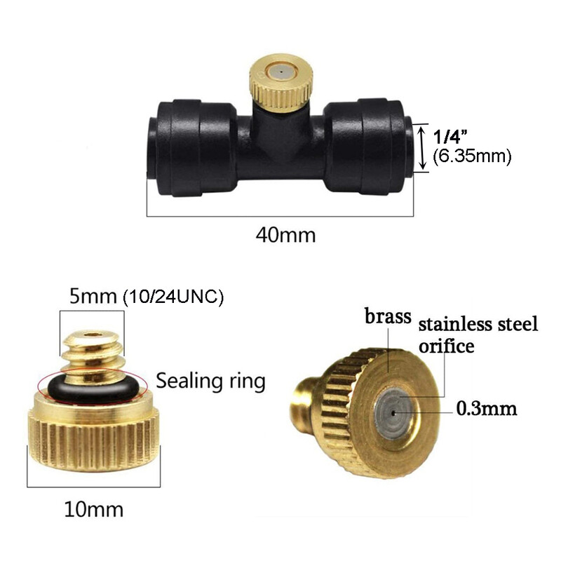 30 tk 10/24" keermega 0,1/0,2/0,3/0,4 mm messingist udupihustid Aia kasvuhoone lilletaimede kastmissüsteem pihustavad pihustid