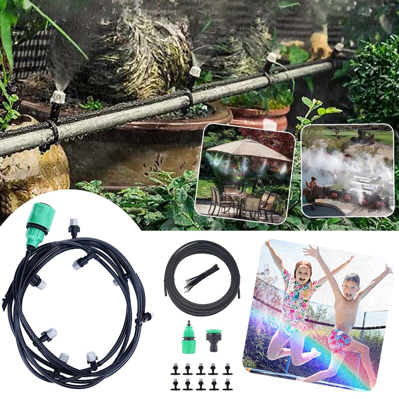 10M Външно охлаждане Система за замъгляване на вътрешен двор Вентилатор Охладител Водна мъгла Gardenhouse Garden Patio Спрей Hot Fogger Система за замъгляване Консумативи