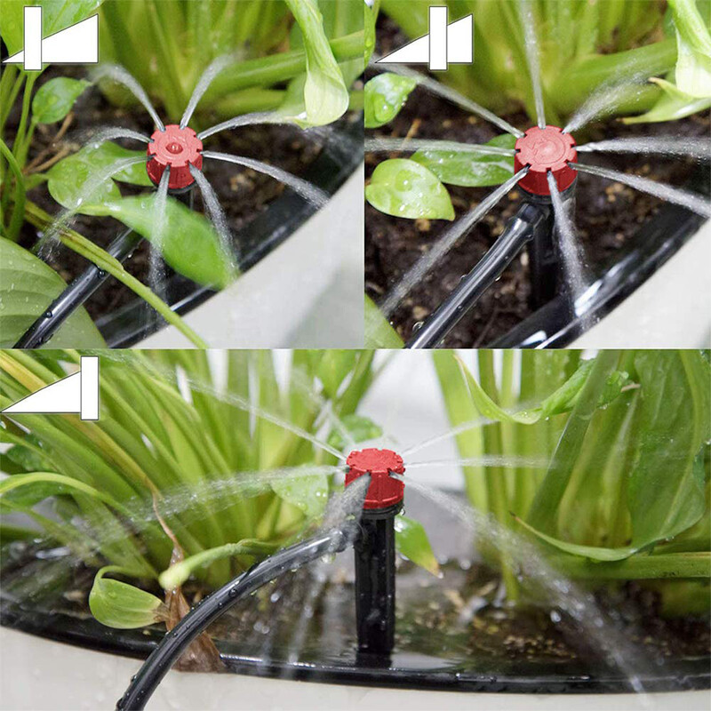 Aia tilkniisutamise automaatse kastmissüsteemi komplekt 1/4`` 13 cm sprinkler bonsai potitaimede lille-köögivilja kasvuhoone jaoks