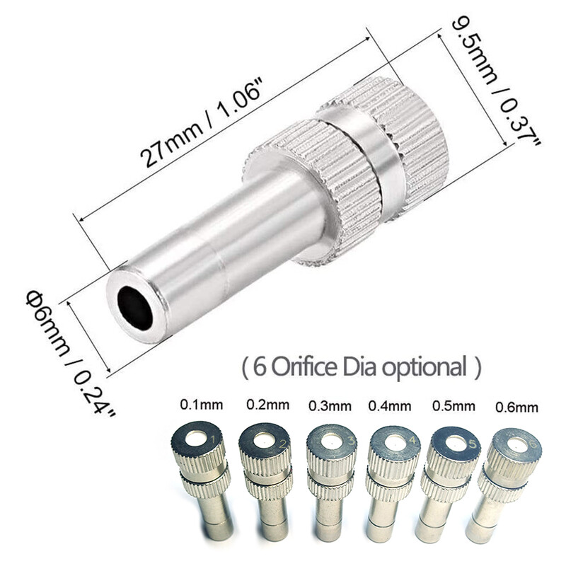 20 tk madala rõhuga udu jahutussüsteem pihustusotsik 6 mm libisemislukk kiirühendused niisutab kastmist haljastusc pihusti