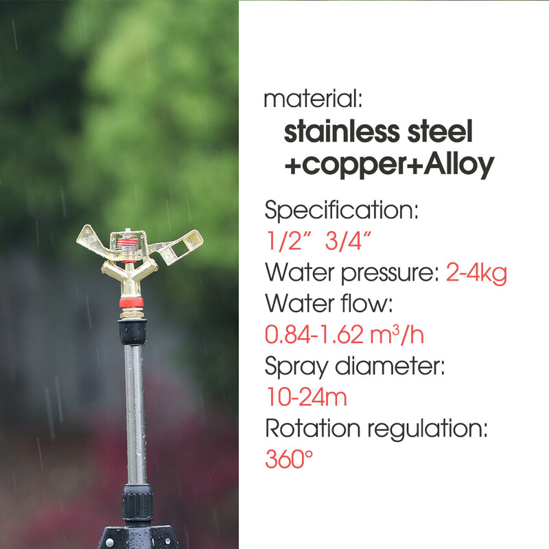 1/2 3/4`` väliskeermega metallist pulseeriv sprinkler tsingisulamist 360° nookurvarre veepihustusotsik põllumajandusliku aia kastmiseks
