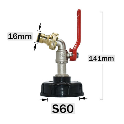 S60 x 16mm Αντάπτορας βρύσης θηλής Συλλογή βρόχινου νερού εξωτερικού χώρου Bucketr IBC Tank Aquarium Tap Αντικατάσταση Εξάρτημα αποστράγγισης